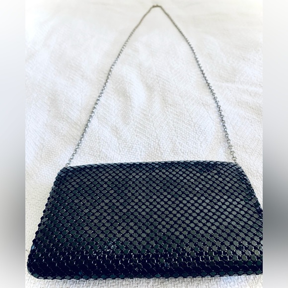 Jessica McClintock Sparkling Black Evening Clutch with Silver Chain - Picture 4 of 8